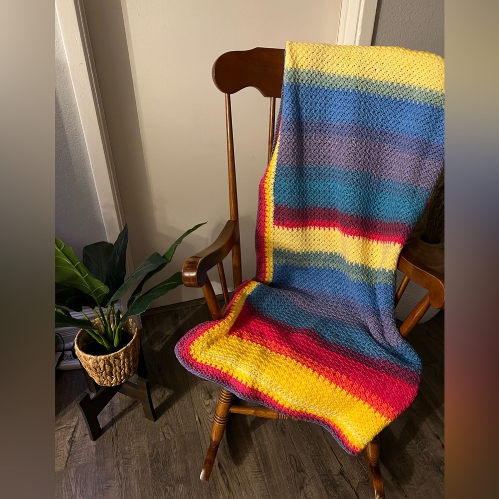 Crochet Afghan Throw Rainbow 🌈